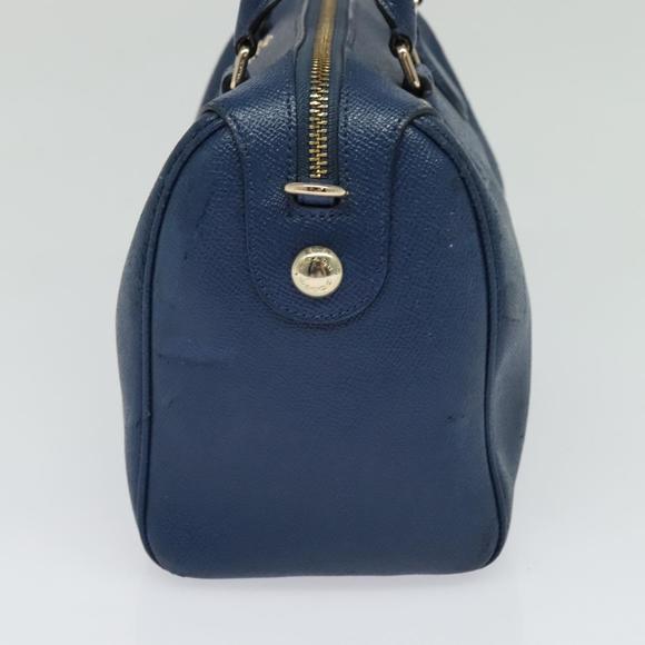 Coach Hand Bag Leather 2way Blue Gold Auth bs24027 - Picture 5 of 16
